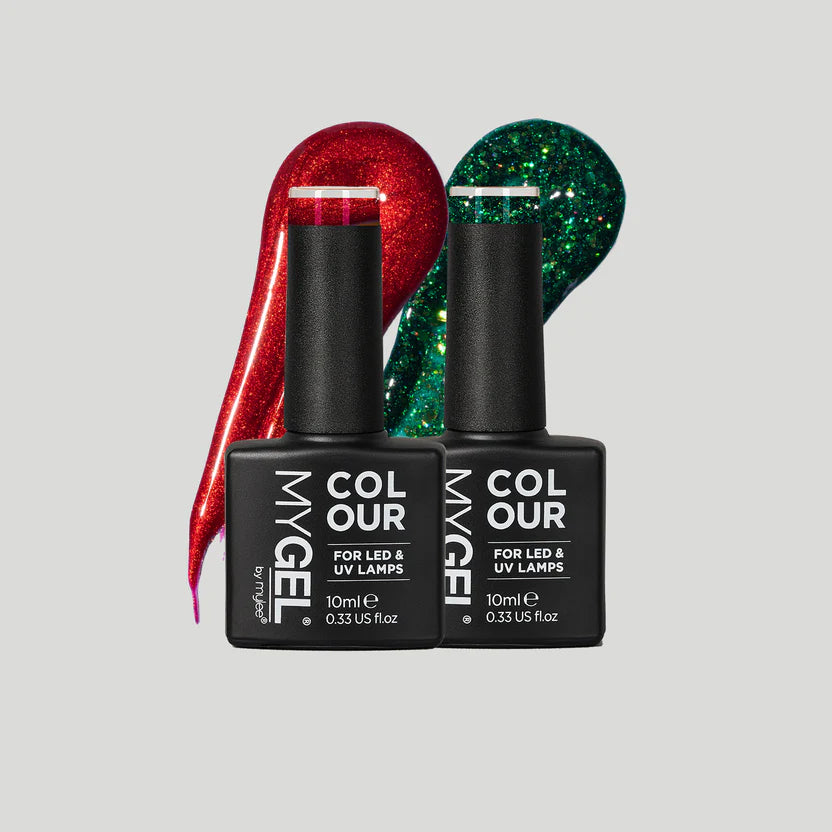 Mylee Christmas duo of hybrid nail polishes Poinsettia Party Collection - 2x10ml